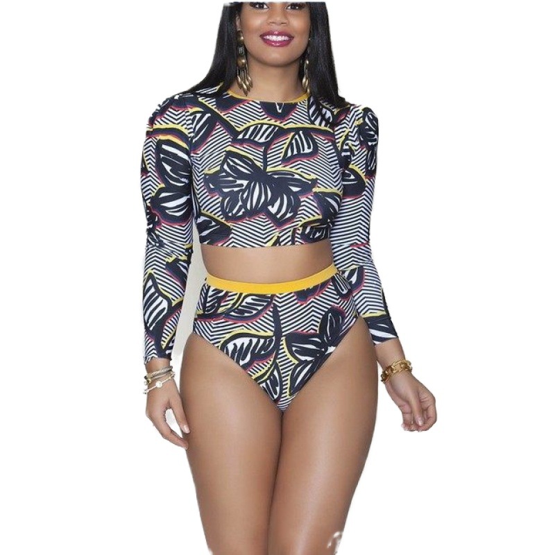 Large Split swimsuit Add fertilizer to increase sexy BIKINI Swimsuit printing Swimwear female