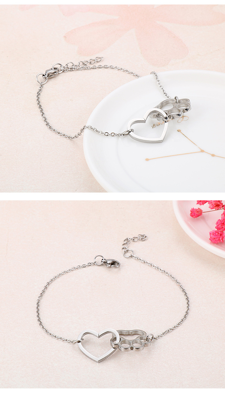 Paw Print, Heart Pattern PVD Coated 18K Gold Plated Heart Titanium Steel Korean Style Waterproof Non Tarnish