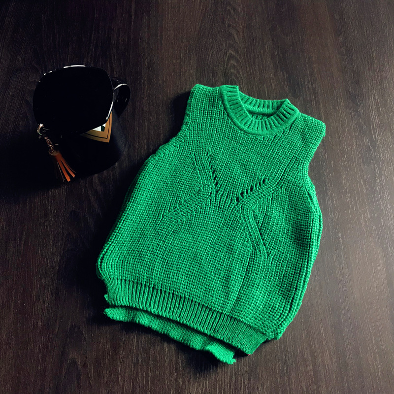 Entrega de una pieza [Jin Yong] Chaleco de punto para niños chaleco de lana para bebés suéter de color sólido para niños nuevos