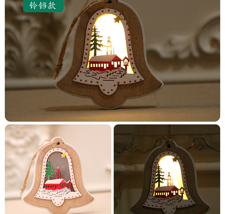 New Christmas Decorations Christmas Lights With Lights Wooden Pendants Christmas Tree Pendant Christmas Gifts display picture 8