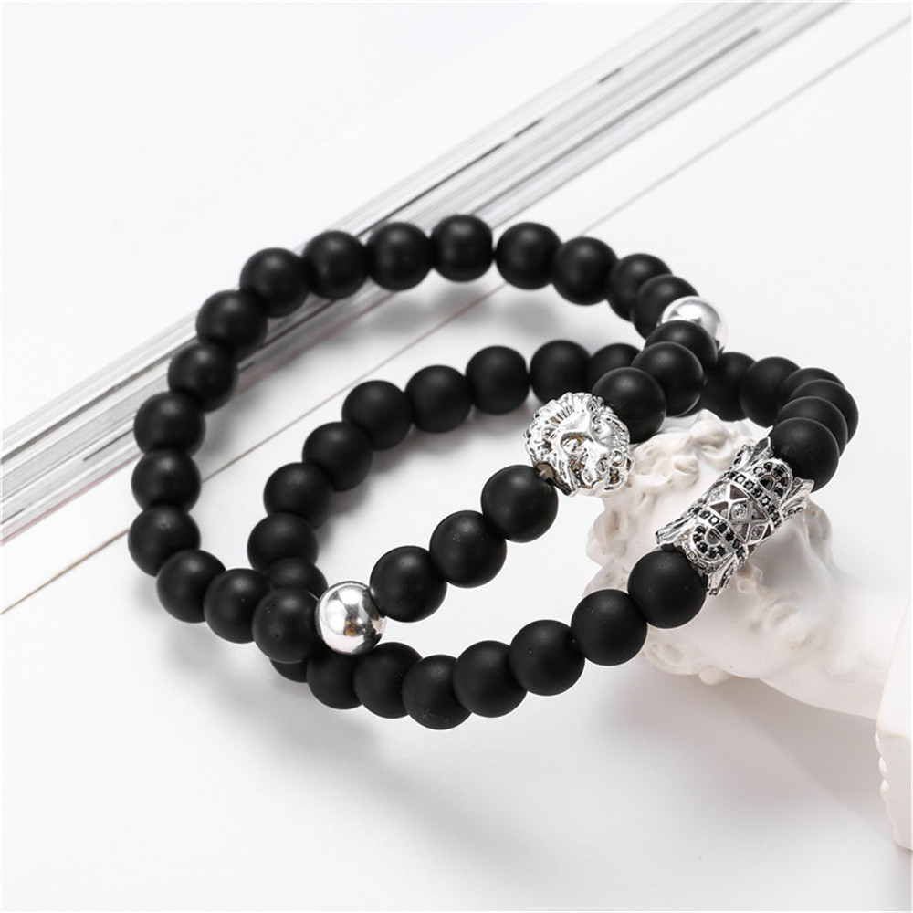 Fashion Bracelet Lion Head Micro Inlay Round Tube Bracelet Set Wholesale display picture 4