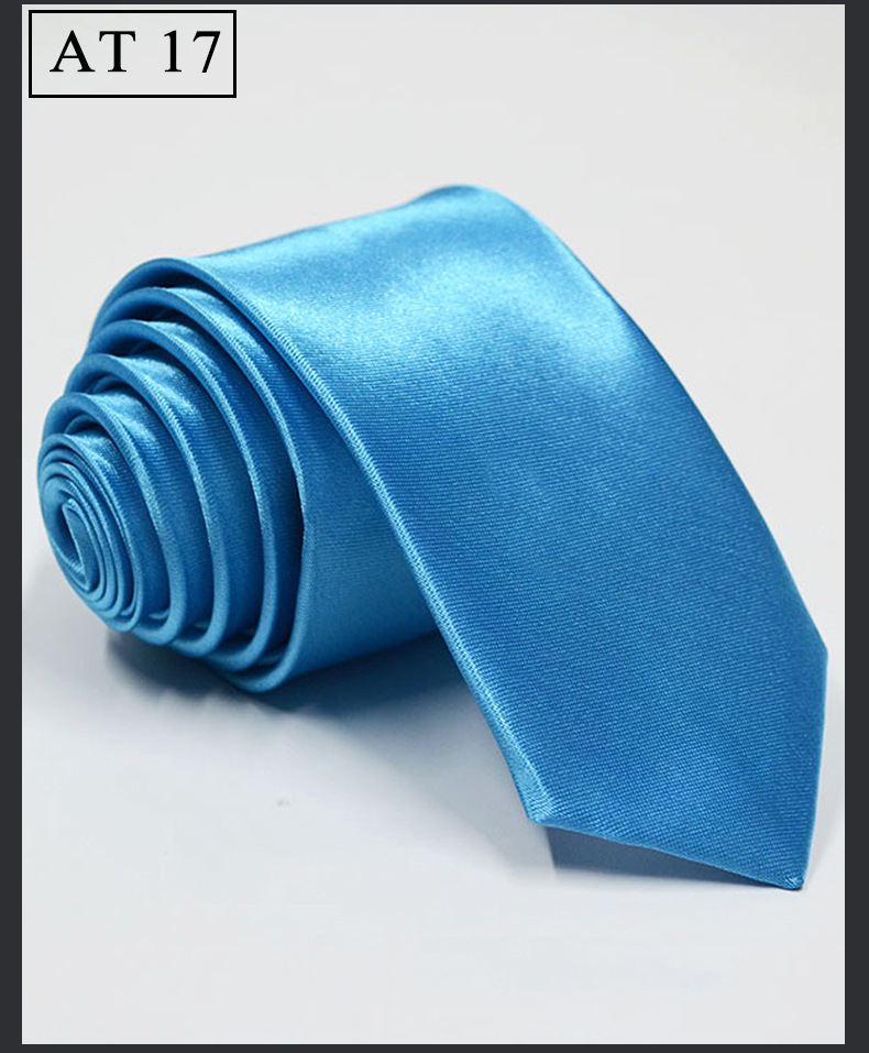 单色领带现货供应韩版纯色窄领带5cm外贸男士色丁手打领带详情21