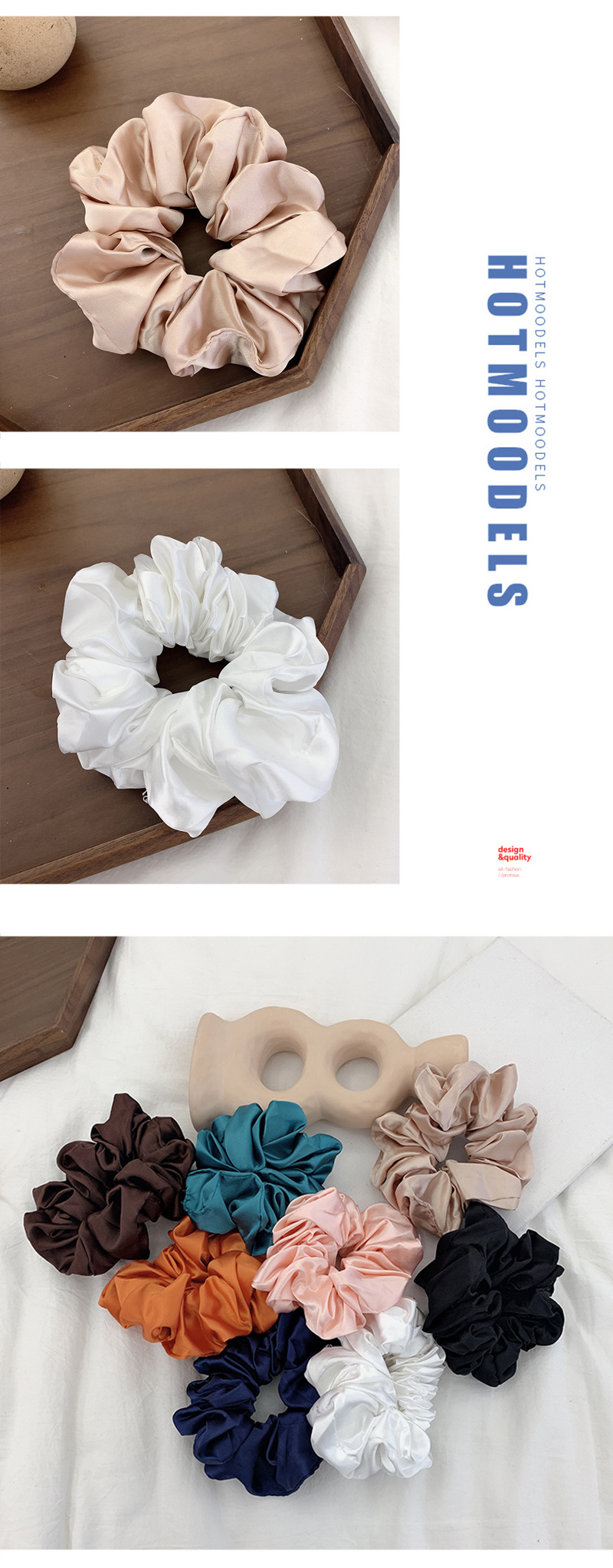 Übergroße Französische Retro-dickdarm-haarring Weibliche Koreanische Internet-promi-trend Haarband Kopf Blume Satin Gebundenes Haarseil Haarschmuck display picture 2