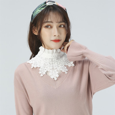 Fake collar Detachable Blouse Dickey Collar False Collar Limited beautiful white stand collar versatile Ladies Flower piece shirt fake collar children