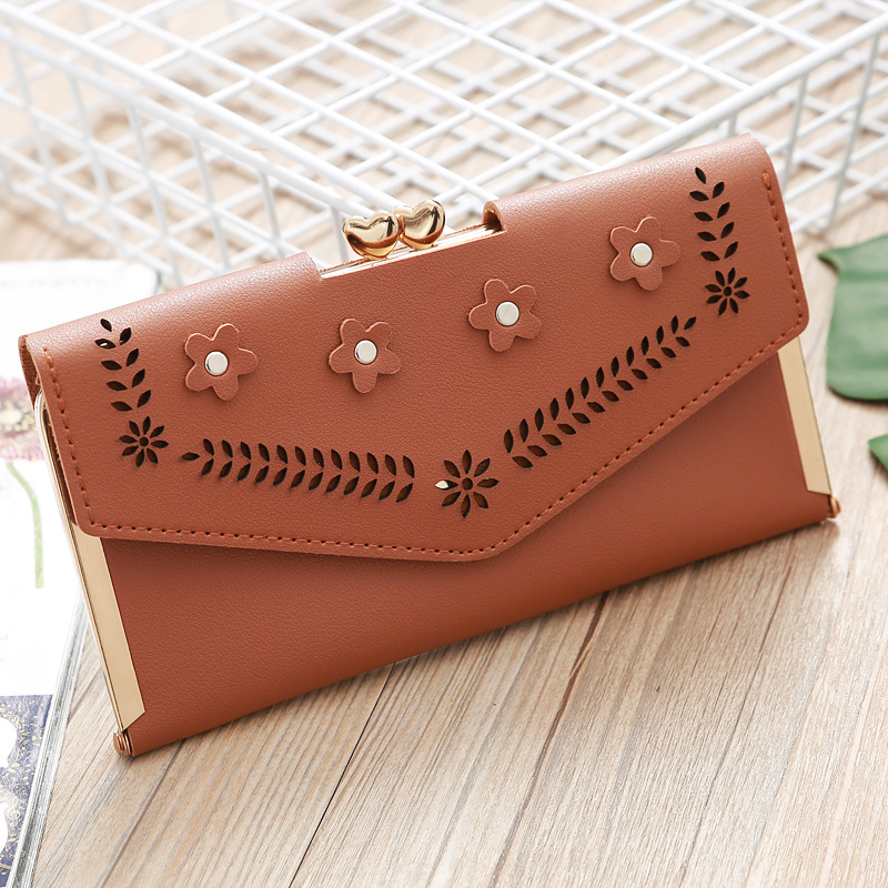 Korean Hollow Flower Long Clutch Bag Wholesale display picture 12