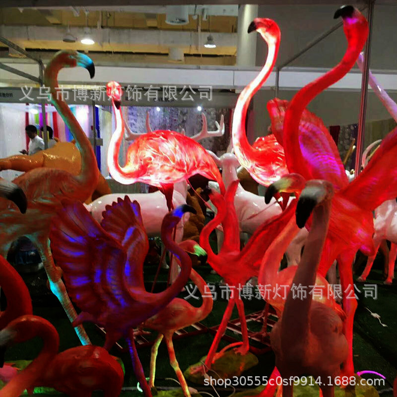 Cross-border supply LED flamingo shaped lamp, outdoor luminous waterproof landscape courtyard simulation animal decorative item detail image 2
