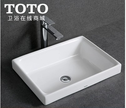 TOTO桌上式洗手盆面盆LW1715B，LW1716B台上盆嵌入式智洁陶瓷方形