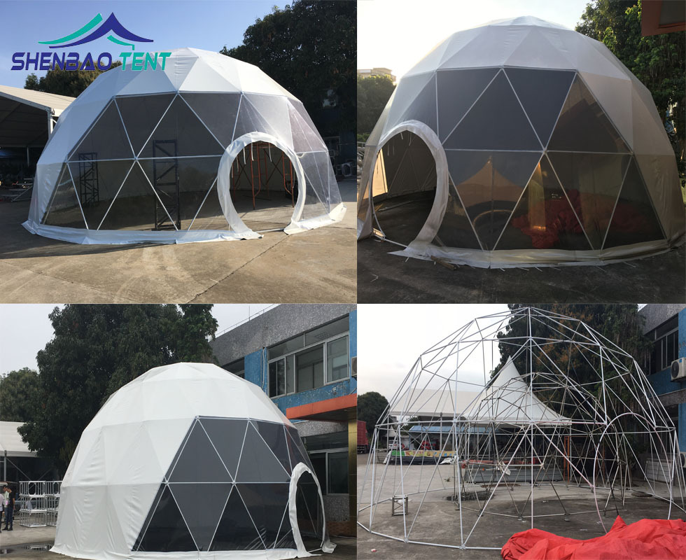 厂家供应镀锌管方便搭建户外球形篷房 白色PVC半圆形帐篷