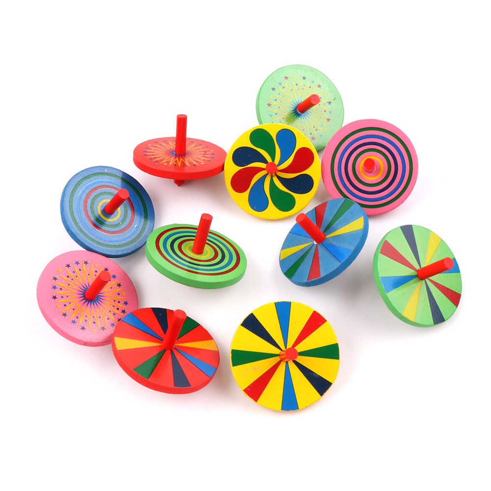 Gyro pequeño 5 Pack manual giratorio Gyro kindergarten enseñanza gadget tradicional de madera