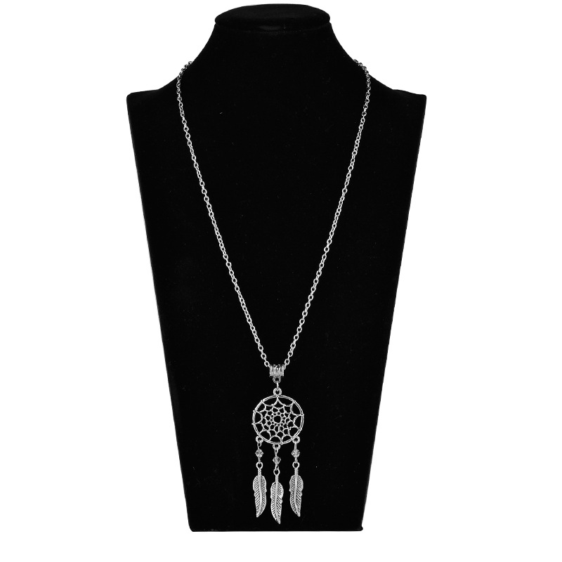 Fashion Simple  Clavicle Chain  Personality Dream Catcher Feather Pendant Necklace Earring  Set Nihaojewelry Wholesale display picture 2