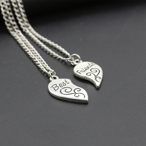 European and American foreign trade Best Friends Alloy Heart Pendant Best Friends Love Splicing Pendant Engraving Necklace