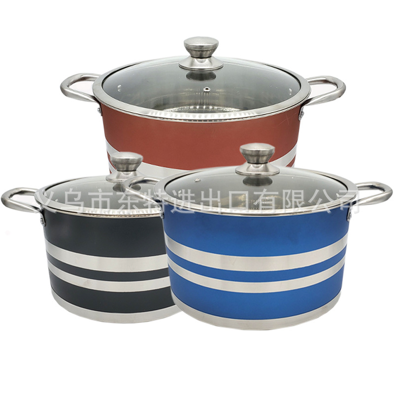 Factory direct sales of stainless steel soup POTS, color frosted right-angle POTS, 28-32 large capacity soup POTS, gift sets of soup POTS detail image 12