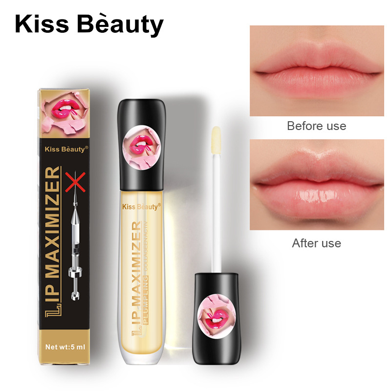 跨境kissbeauty透明丰唇油保湿淡化唇纹弹性滋润大嘴巴丰唇蜜批发