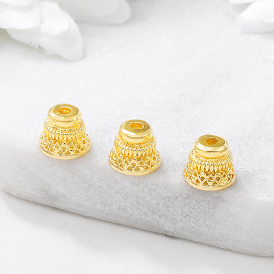diy Handmade beaded Material Science bead Loose bead wholesale Hand string Accessories parts Hollow Metal Stupa Receptacle Cap