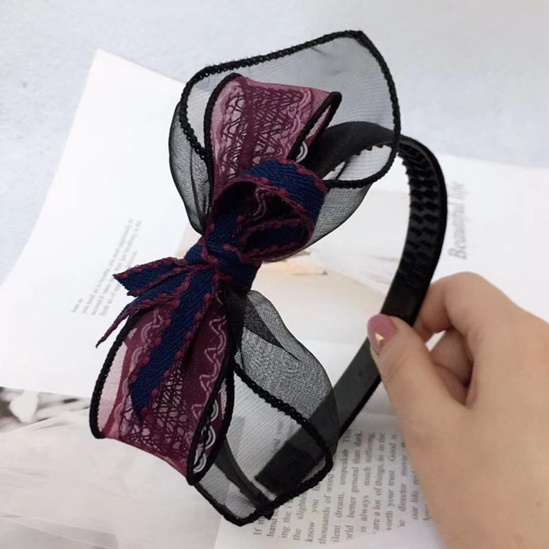 Headband Spring And Summer New Mesh Lace Multi-layer Bow Head Buckle With Teeth Non-slip Headband Hairpin Women display picture 7