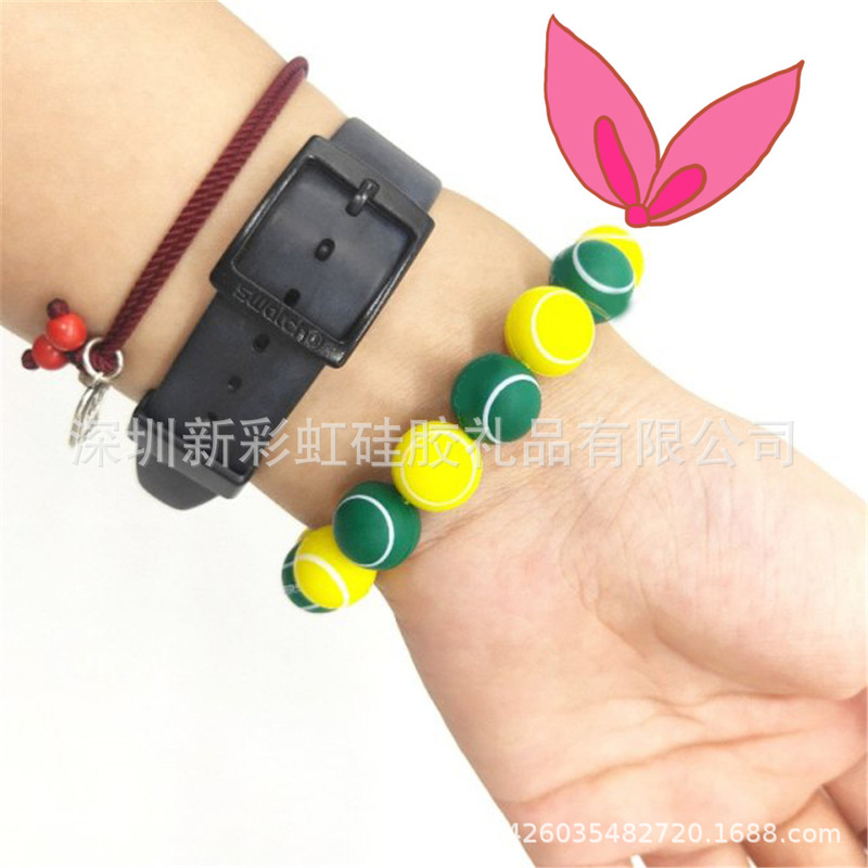 New creative gift sports bracelet silicone beads wrist strap fashion high transparent with colorful silicone bracelet customization