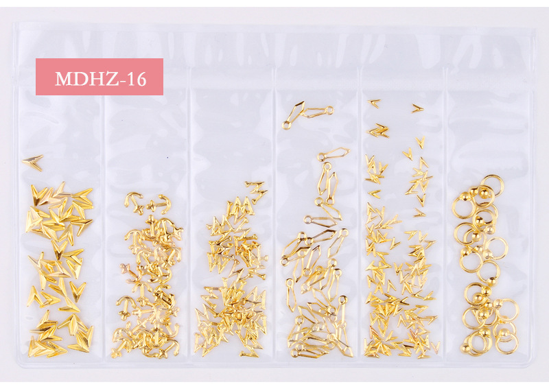 14g Weight Nail Decoration Accessories Nail Supplies 1 Set Quantity Metal Material Geometric Pattern Simple Style Style Factory Mixed New Nail Beauty Ornament Metal Hollow Japanese Star Moon Ocean 6 Grid Nail Decoration 5