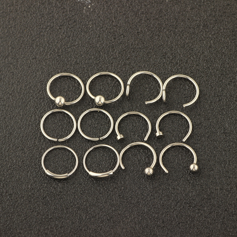 12-Pack Stainless Steel Nose Rings Nose Studs with Blessing Motif - Blue Geometric Earring Piercing Jewelry Set detail image 15