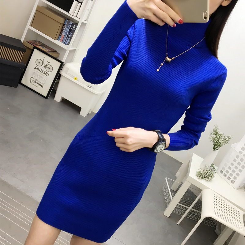 2019 autumn and winter new women's knitted dress hip Korean version of thick and long slim fashion autumn and winter dress 2019 autumn and winter new women's knitted dress hip Korean version of thick and long slim fashion autumn and winter dress