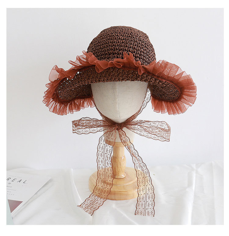 Fashion Lace Sunscreen Sunshade Empty Top Straw Hat display picture 5