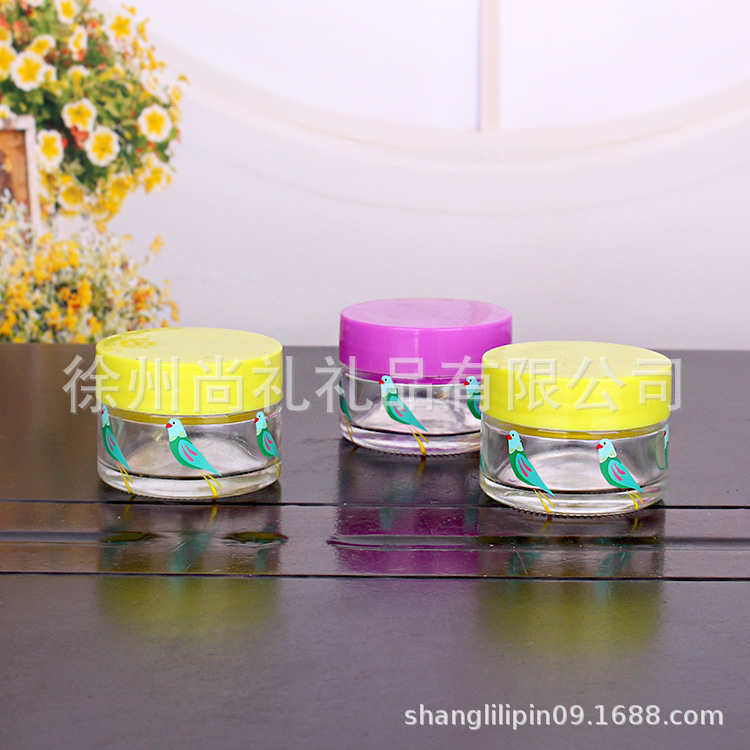 可设计logo瓶型厂家供应45ML圆柱膏霜瓶化妆品分装瓶丝印玻璃瓶