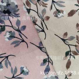 涤锦灯芯绒灯芯绒 21条灯芯绒印花布 无弹直条绒布印大花
