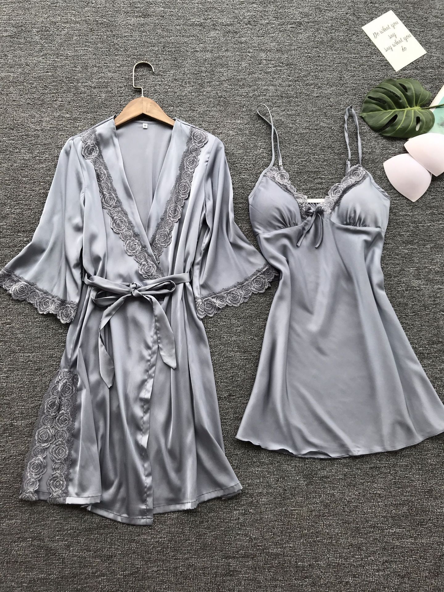 Popular Bathrobe Women Imitation Silk Large Size Home Underwear Nightdress Lingerie