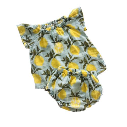 INS baby short-sleeved shorts set, baby gauze summer newborn pajamas, baby pajamas