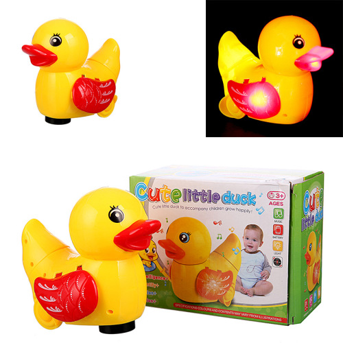 Electric Swivel Little Yellow Duck Light-Up Children's Toy, Colorful Flashing Music Educational with Sound Duck Gift Wholesale