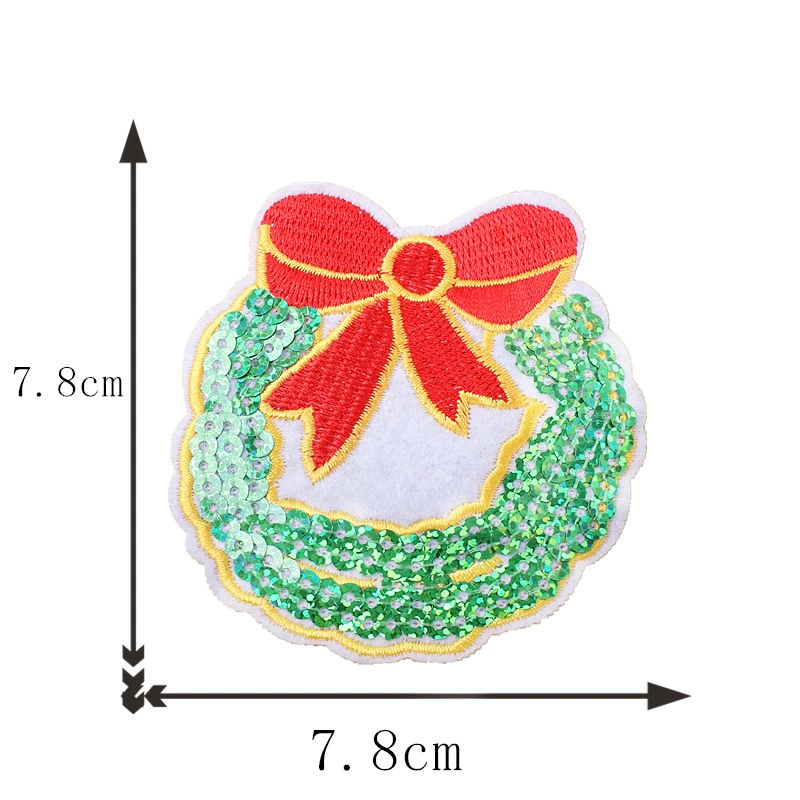 Hot-selling Christmas series embroidered fabric patch cartoon Christmas reindeer snowflake patch shiny embroidery badge wholesale iron-on