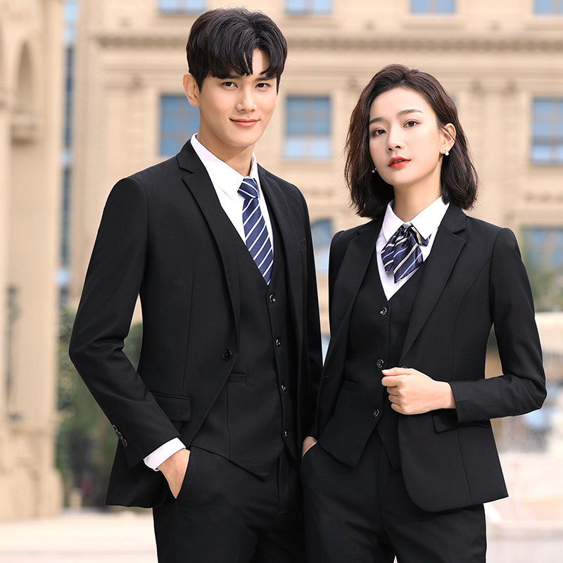 Autumn and Winter Men's and Women's Formal Professional Long-Sleeved Suits Three-Piece Real Estate Sales Work Clothes Suit Business Suit
