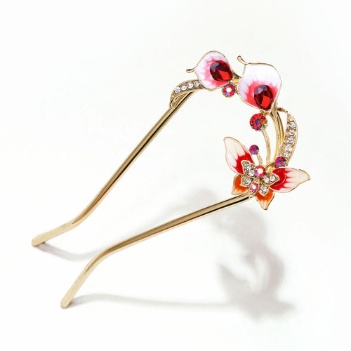 Chinese-style ancient costume headwear U-shaped hairpin bridal hair accessories alloy hair comb peacock-shaped rhinestone hair comb