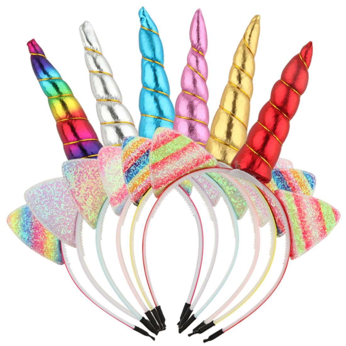 Cartoon Style Unicorn Cat Ears Plastic Sequins Hair Band display picture 2