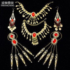 Jinhang belly dance jewelry/belly dance necklace/belly dance earrings/neck chain earrings two-piece set