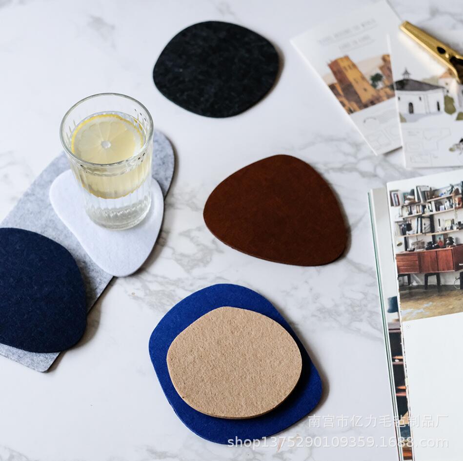 亚马逊供货毛毡杯垫 ins冷色调不规则艺术造型隔热垫家居装饰餐垫