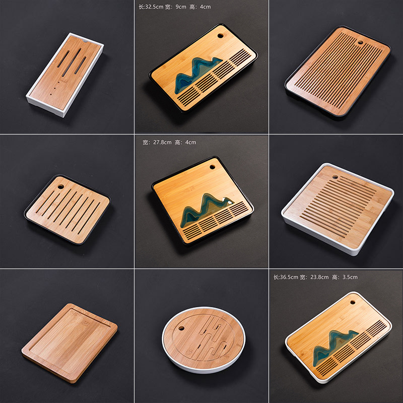 简约家用日式干泡茶台密胺小茶盘现代功夫茶具套装竹制迷你竹托盘|ms