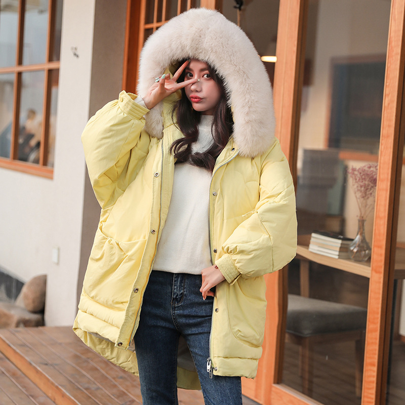 时尚2019冬季爆款气质韩版女装派克羽绒服女中长款连帽宽松外套潮