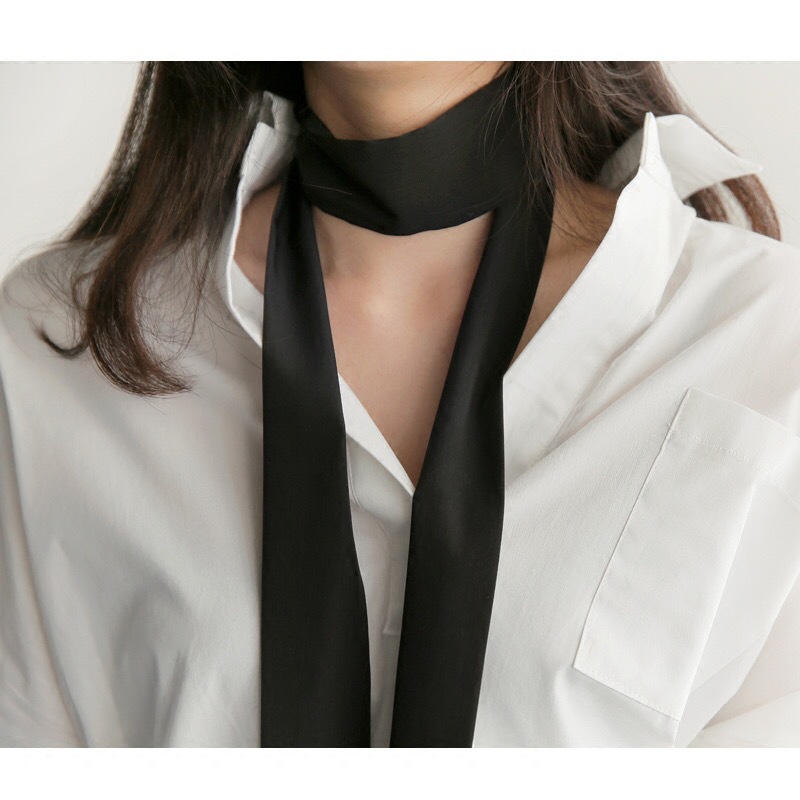 11701473158 1146866476 5X190CM Women Narrow Long Scarf 190x5cm Solid Color Chiffon Silk Rubber Red Tie Black Bag Ribbon Headbands Choker Streamer Mallzona