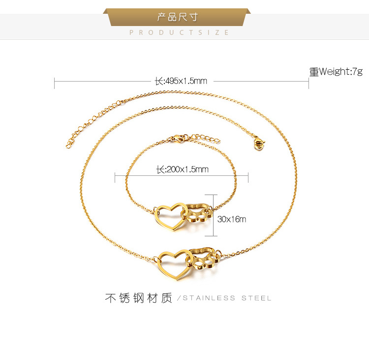 PVD Coated Gold Plating Process PVD Coated 18K Gold Plated Heart Titanium Steel Korean Style Waterproof Non Tarnish