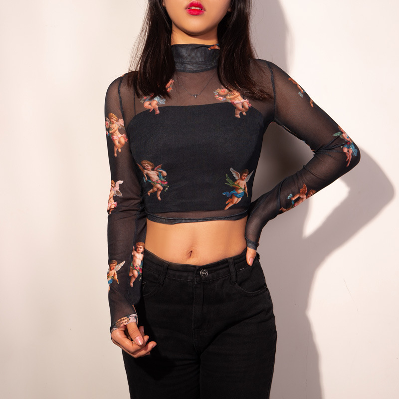 Slim Printed Mesh Top  NSSU21832