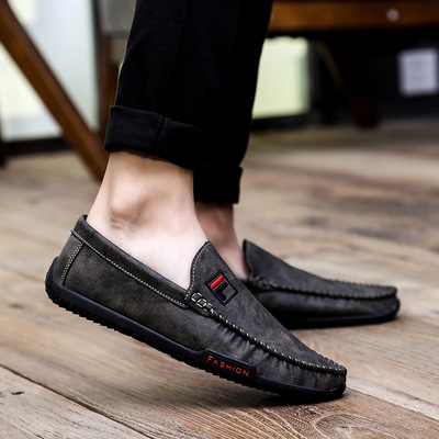 2019新款男鞋 休閑低幫套腳青年豆豆鞋春季時尚英倫男款潮鞋批發