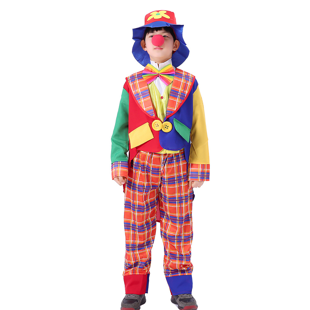 Children's clown costume Halloween cosplay masquerade tuxedo patch clown kindergarten performance costume