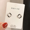 Square small cute earrings, universal silver needle, simple and elegant design, 2023, Japanese and Korean, internet celebrity