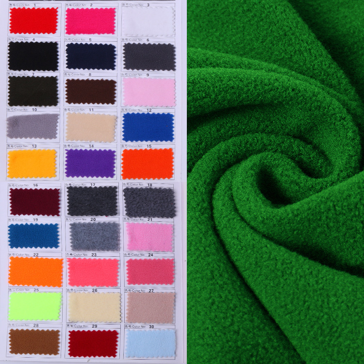 厂家直供 全涤纬编摇粒绒面料 精细印花 多色可选 秋冬服装面料