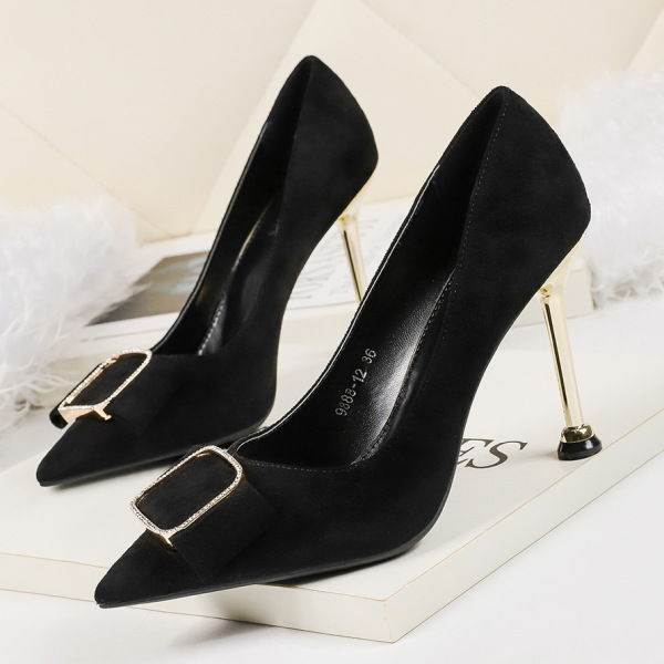 Fashion pointed shallow water drill high-heeled suede sexy shoes