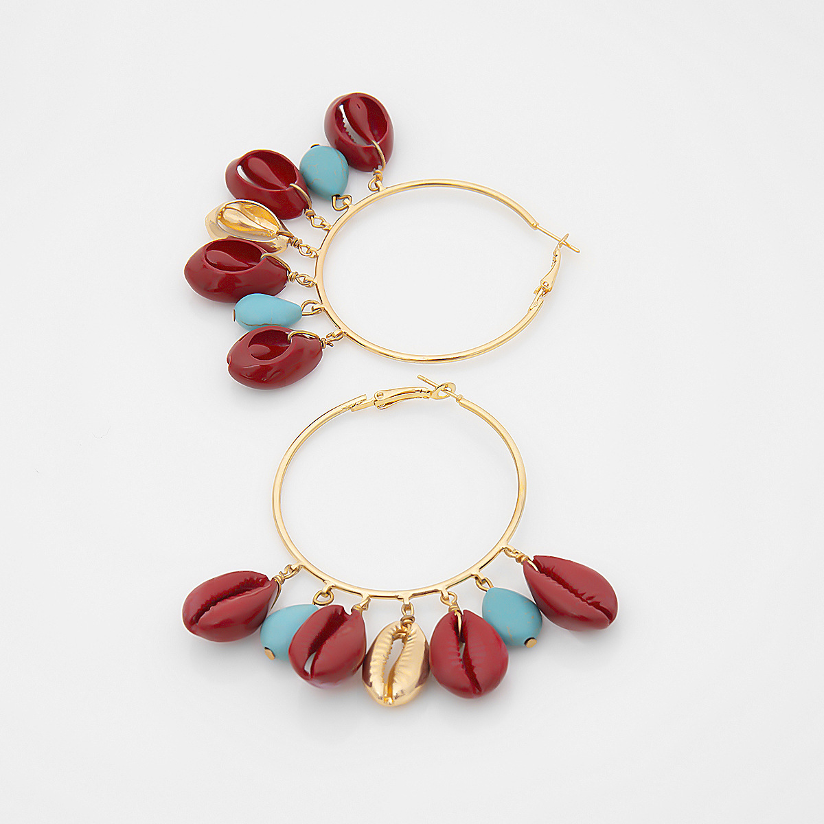 Jewelry Simple Large Circle Turquoise Women Spray Painted Shell Ethnic Style Exaggerated Earrings_voghion.com
