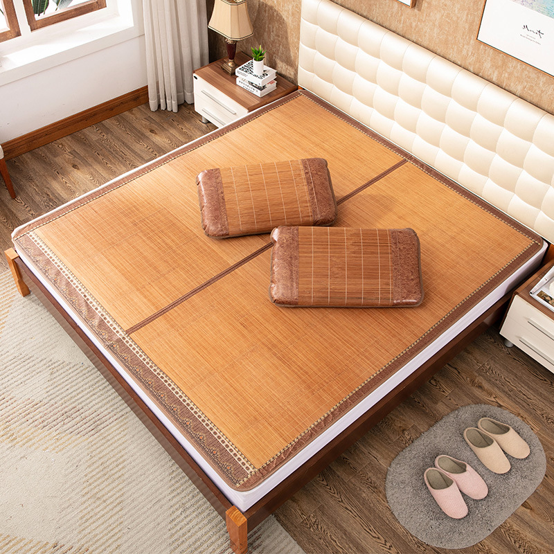 批发2.6碳化水磨全青双面竹席学生宿舍环保凉席折叠1.8m竹凉席|ms