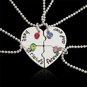 Lovely Heart Lock Bone Necklace with Diamonds and Letters for Friends and Girlfriends