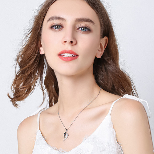 Black and White Zirconia Double Dolphin Necklace for Women Trendy Clavicle Minority Influencer Pendant Valentine's Day Gift for Girlfriend Wholesale