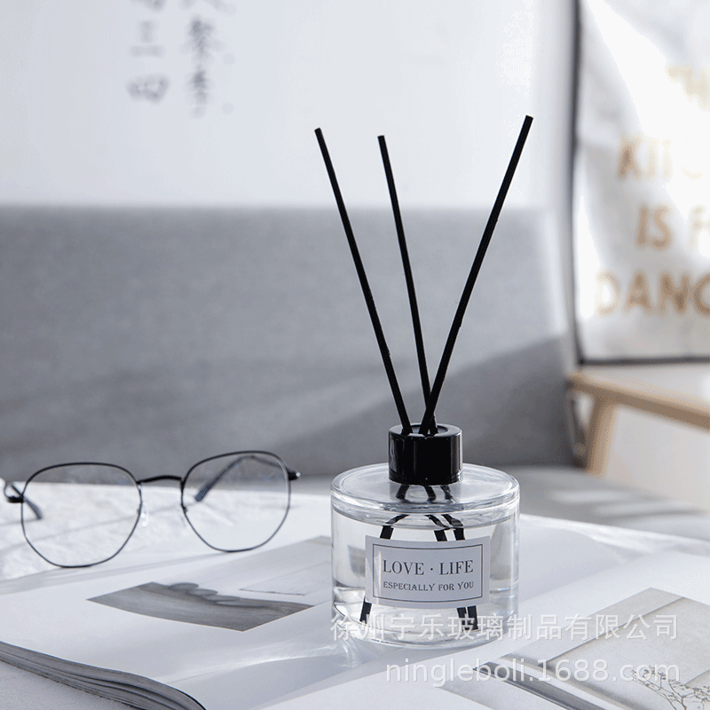 Botella de aromaterapia botella de aromaterapia de vidrio 100mL botella de aromaterapia sin fuego botella de aromaterapia redonda engrosada botella de perfume con tapa de botella de aceite esencial